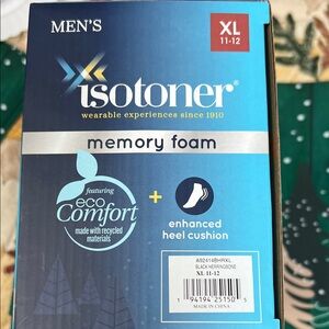 Isotoner Men's Black and Brown Memory Foam Slippers